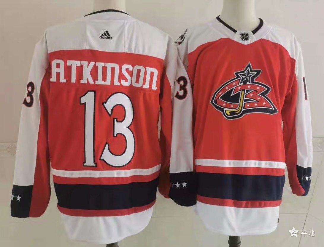 Men Columbus Blue Jackets #13 Atkinson Red Authentic Stitched 2021 Adidias NHL Jersey